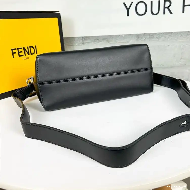 Cheap Logo Bag Calf In Medium Black ROMA The Boston Leather By Fendi Way 0531